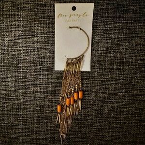 NWT Free People Gold and Brown Chain Earring Cuff